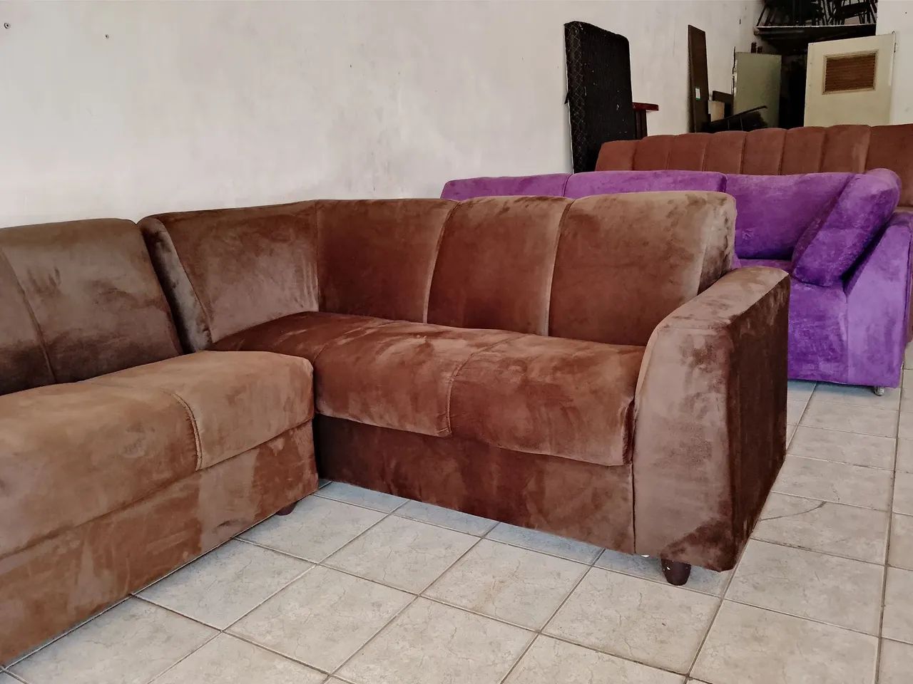 Sofá de canto Marrom - Reformado - Foto 4