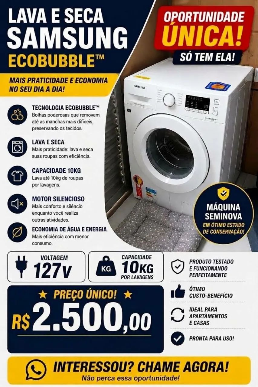 Máquina de lavar e secar sansung