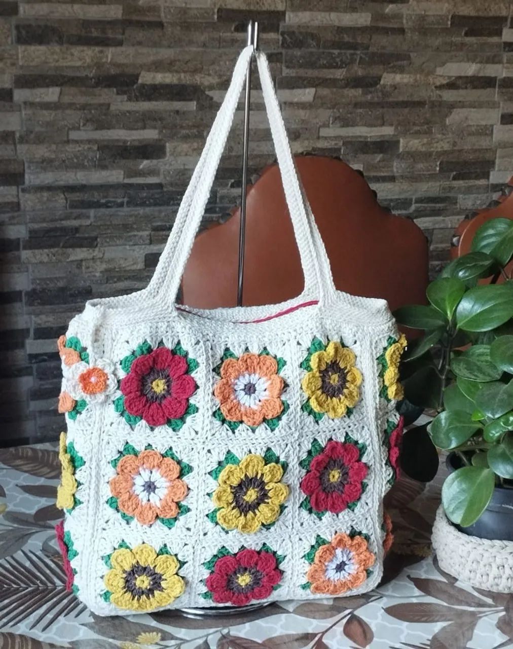 Bolsa de Crochê Artesanal Floral