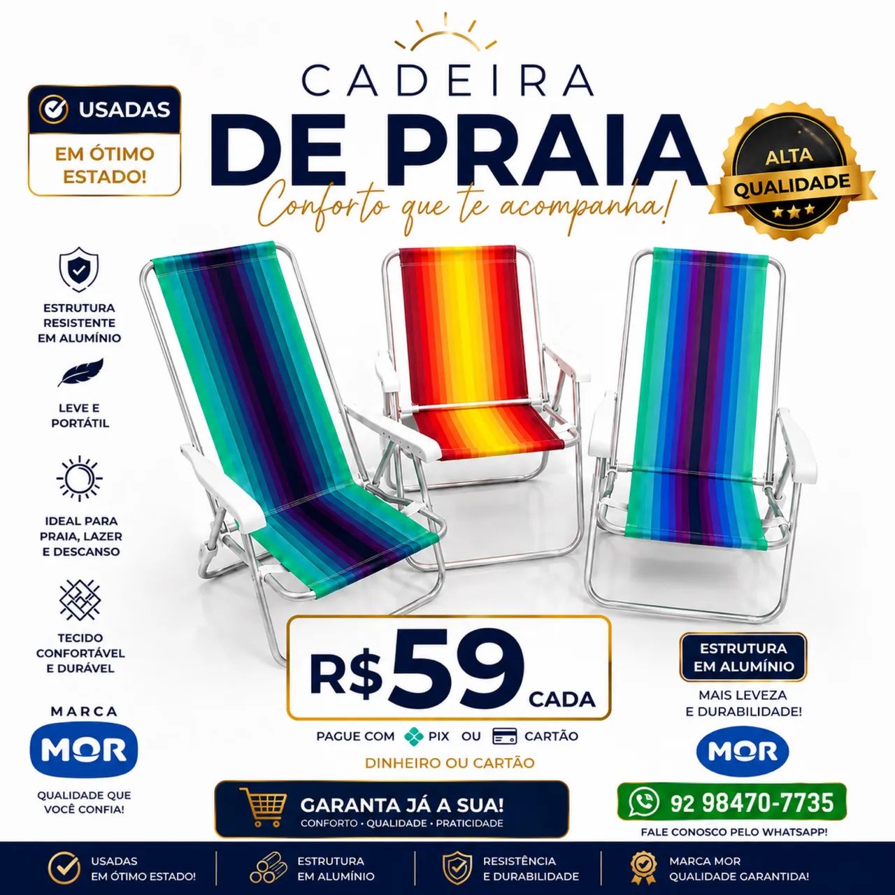 CADEIRAS EM ALUMÍNIO MOR SEMINOVAS