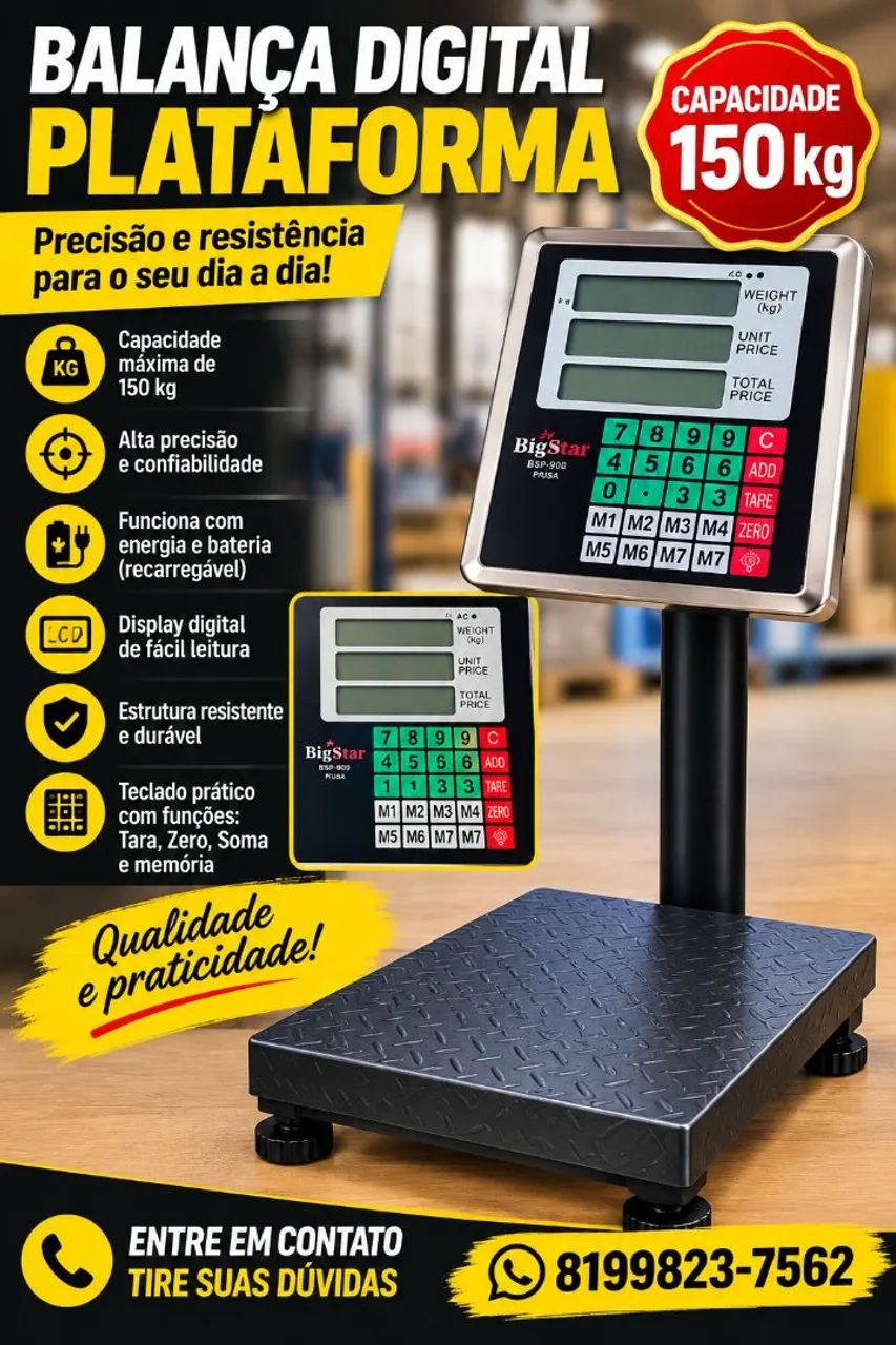 Balança comercial plataforma 150 kg