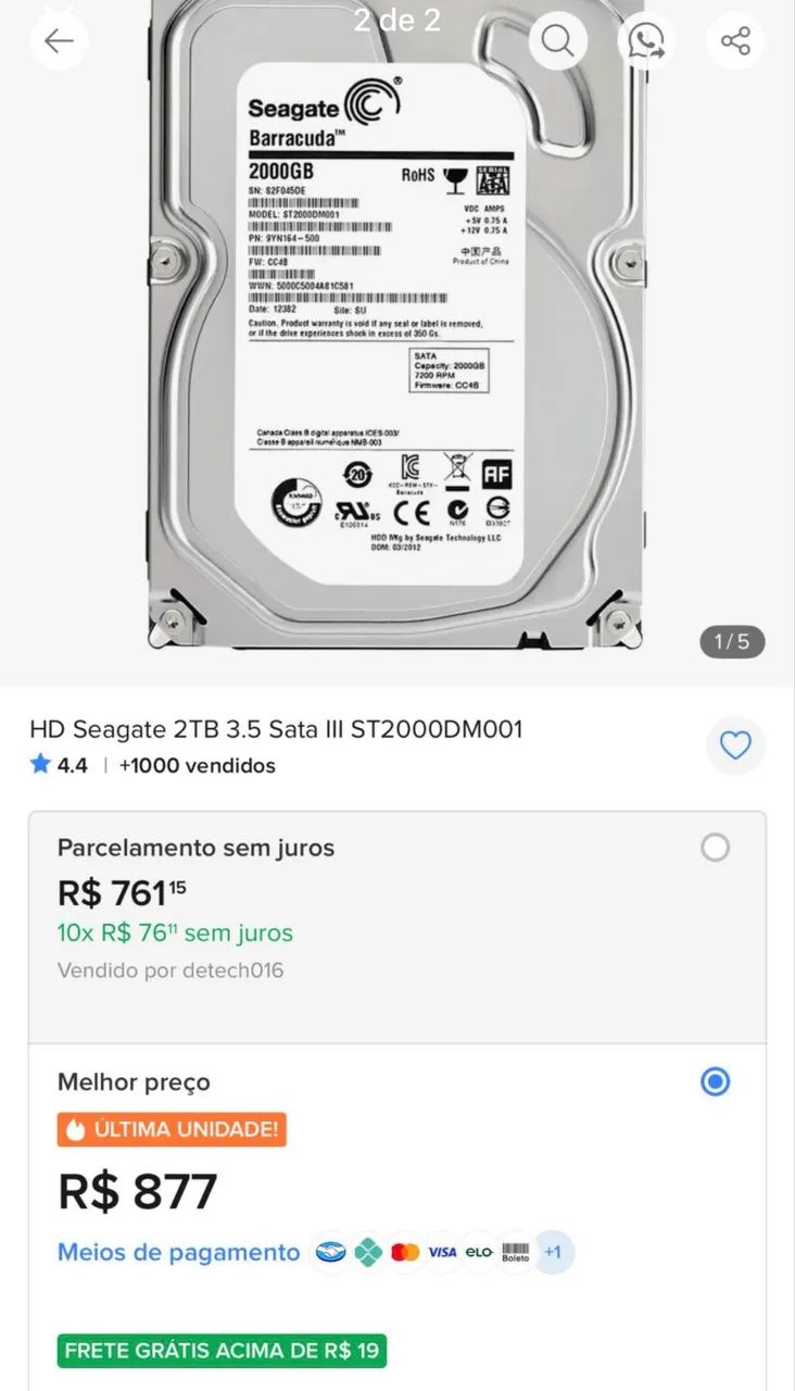 HD barracuda 2TB - Foto 2