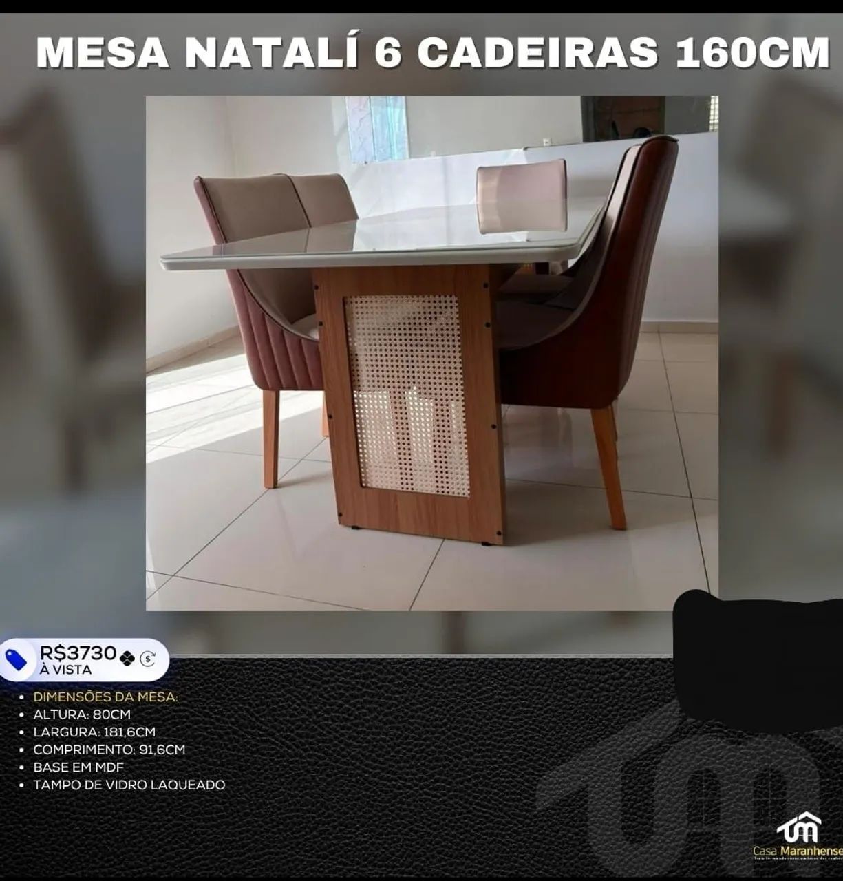 Mesa Natali 6 cadeiras 160cm