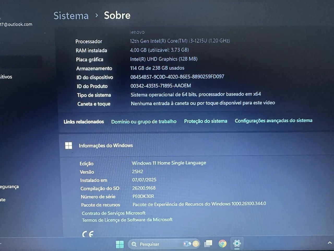 Notebook Lenovo i3