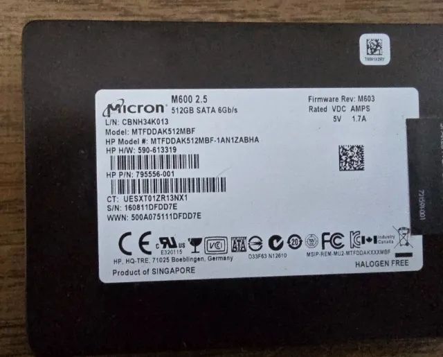 SSD Micron 512GB SATA 2.5" M600 para PC e Notebook