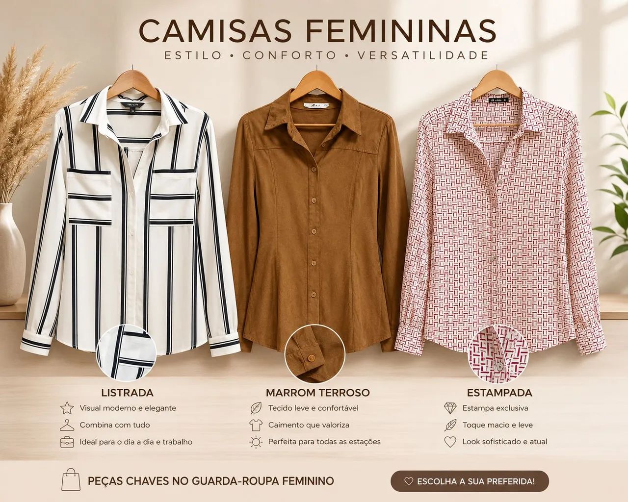 Camisas sociais manga longa 