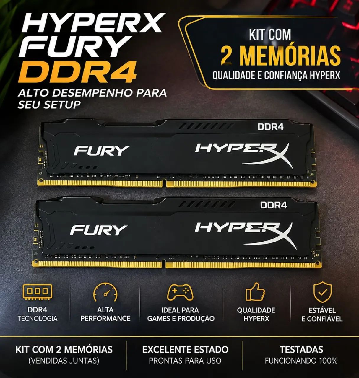 HyperX FURY DDR4 8gbメモリー 2枚セット KIT MEMÓRIA HYPERX FURY DDR4 - 8GB (2x4GB) ? - Memória RAM