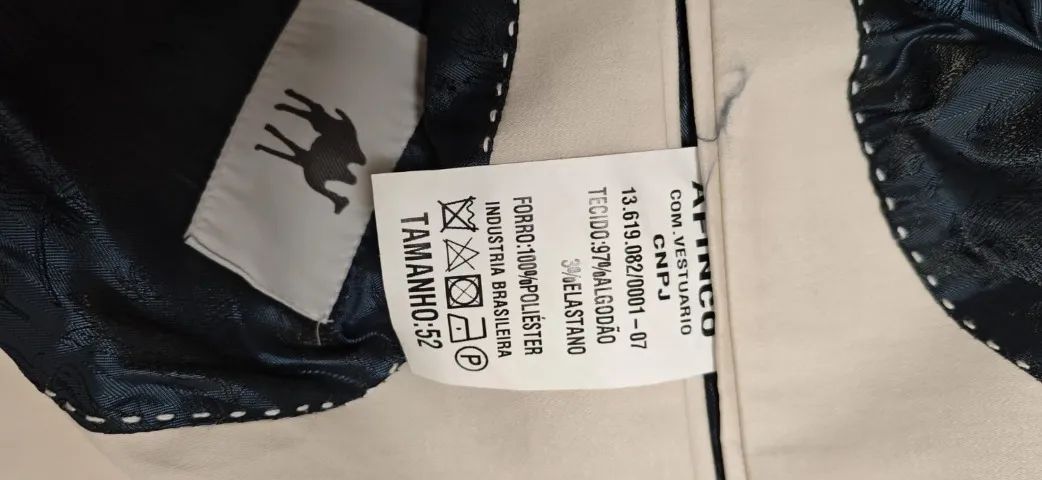 Terno Masculino Delucca Bege Claro 52/42 - Blazer + Calça + Capa - Foto 5