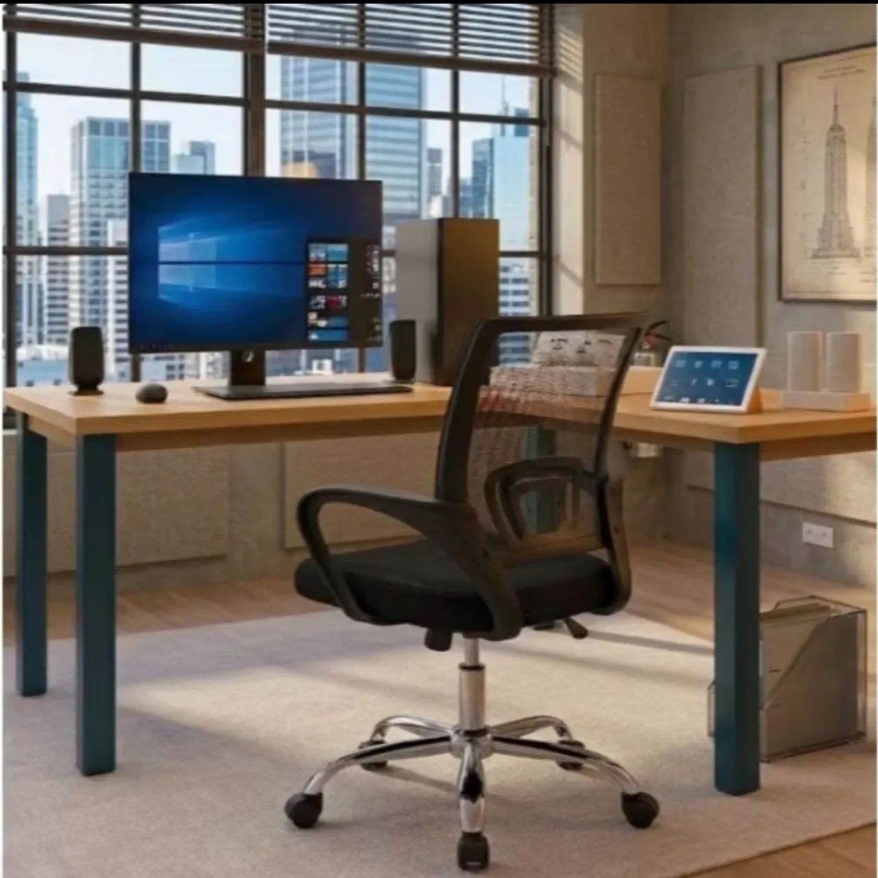 Vendo Mesa em L e cadeira na caixa! - Foto 2