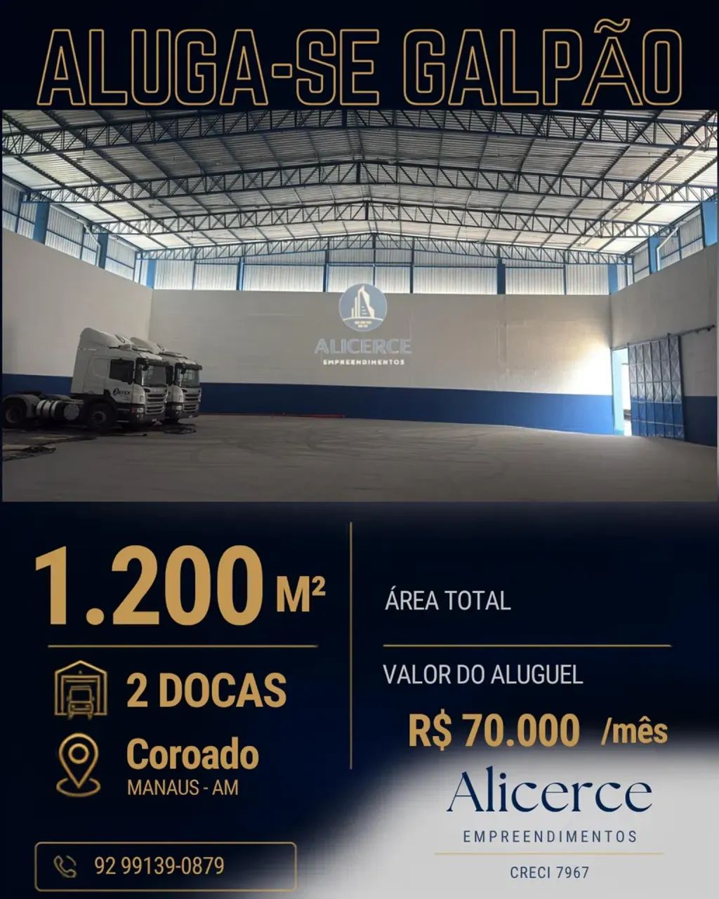 ALUGO GALPÃO NO COROADO 1200 M2 NÍVEL 5
