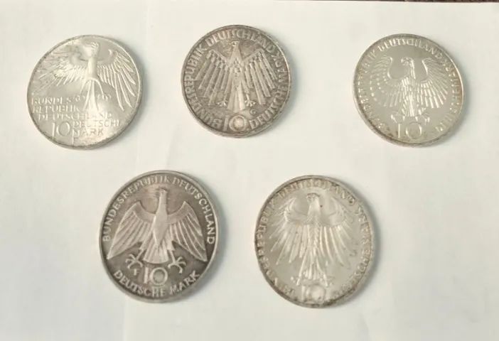 5 Moedas Alemanha 10 Mark 1972