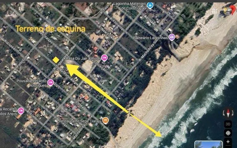 terreno de esquina na av, 3 quadras do mar.