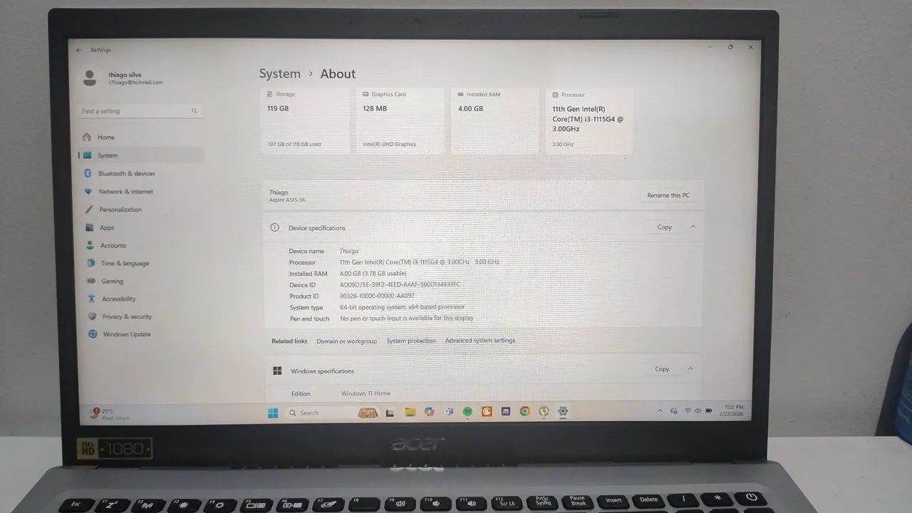 Notebook Acer Aspire 5 em perfeito estado 