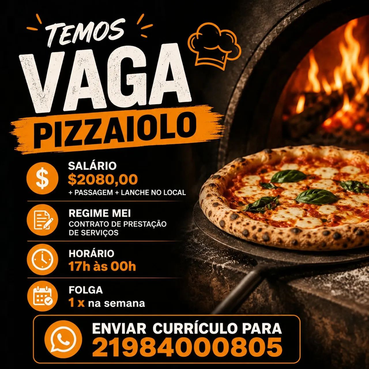 VAGA PIZZAIOLO TIJUCA