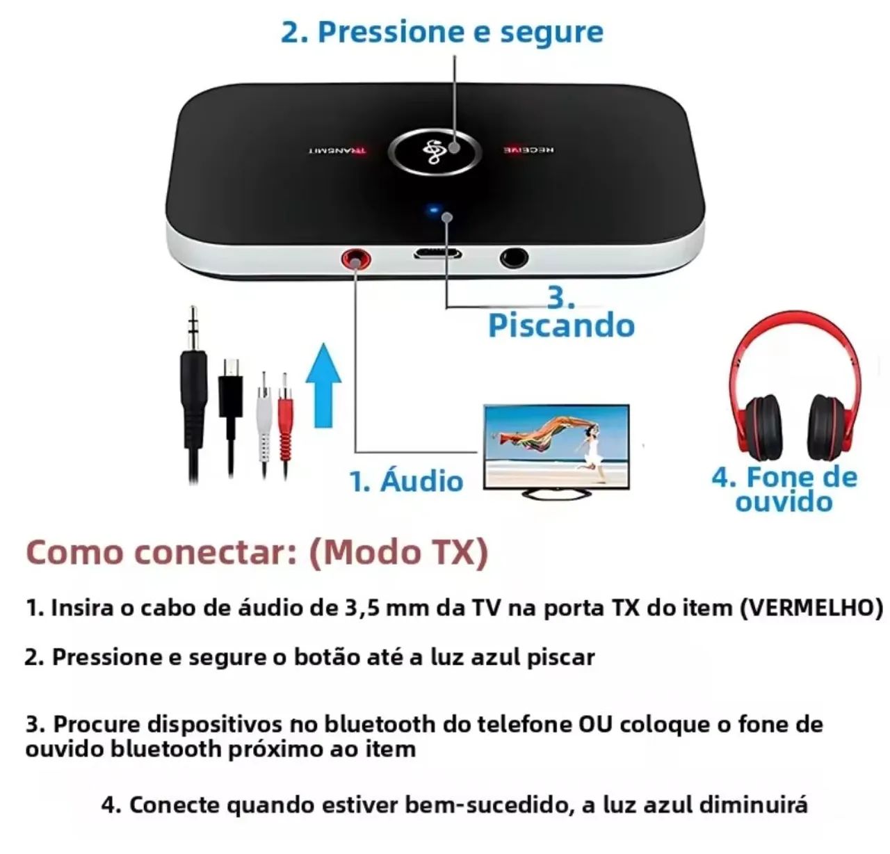Receptor bluetooth de áudio multifuncional - Foto 5