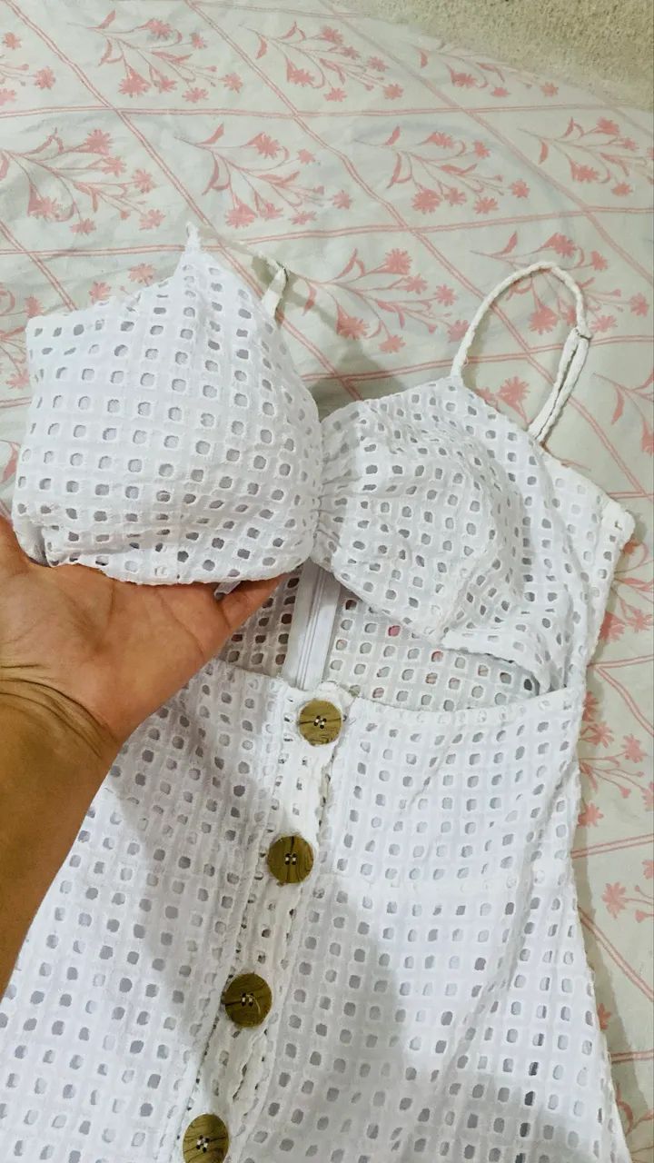 vestido midi laise branco cut out - Foto 3