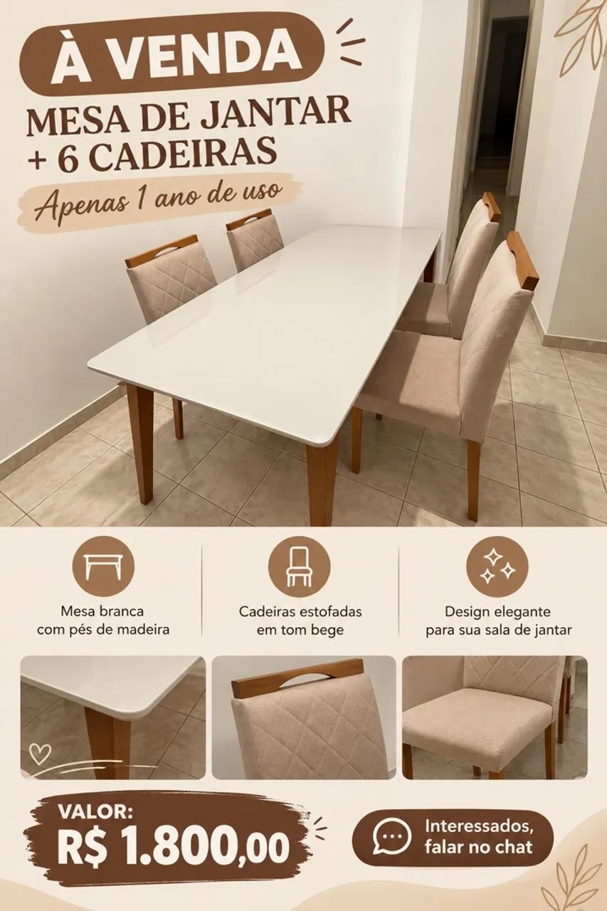 Mesa com 6 cadeiras 