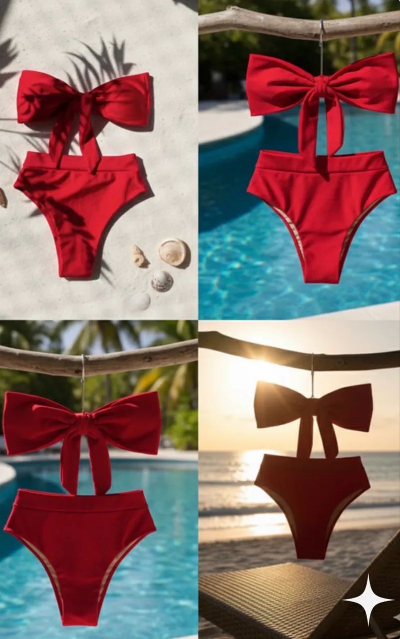 Biquíni cintura alta VERMELHO - Foto 2