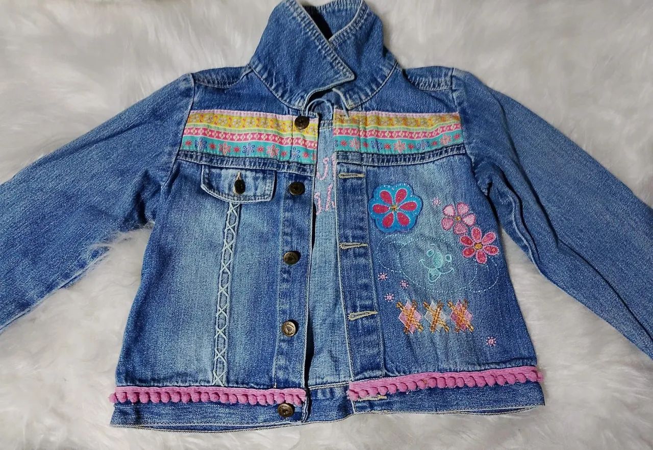 1 jaqueta jeans infantil menina