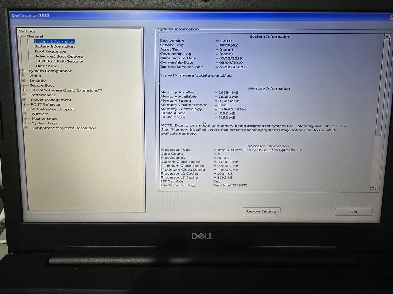 Notebook Dell Inspiron 3583 com Intel Core i7 de 8ª Geração e 16GB de RAM - Foto 3