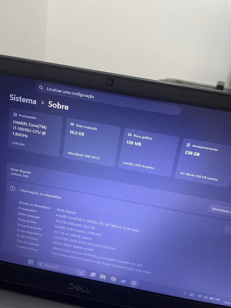 Notebook DELL Latitude 3410
