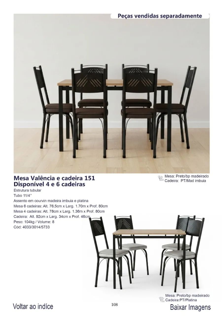 Mesa de jantar Valência com 06 cadeiras - Foto 2