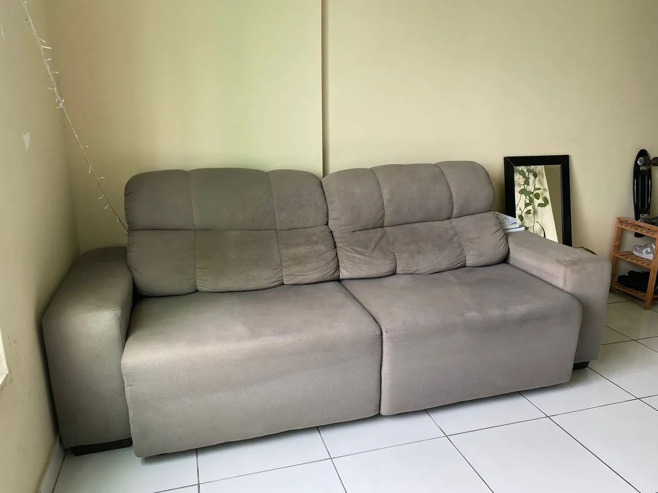 Sofá-cama retrátil 3 lugares (cinza) - Foto 2