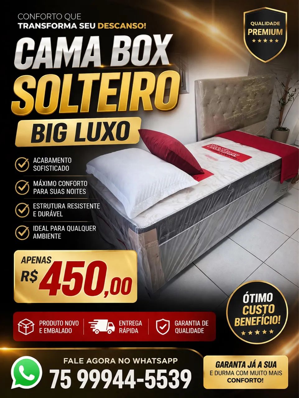 Cama box solteiro Big Luxo