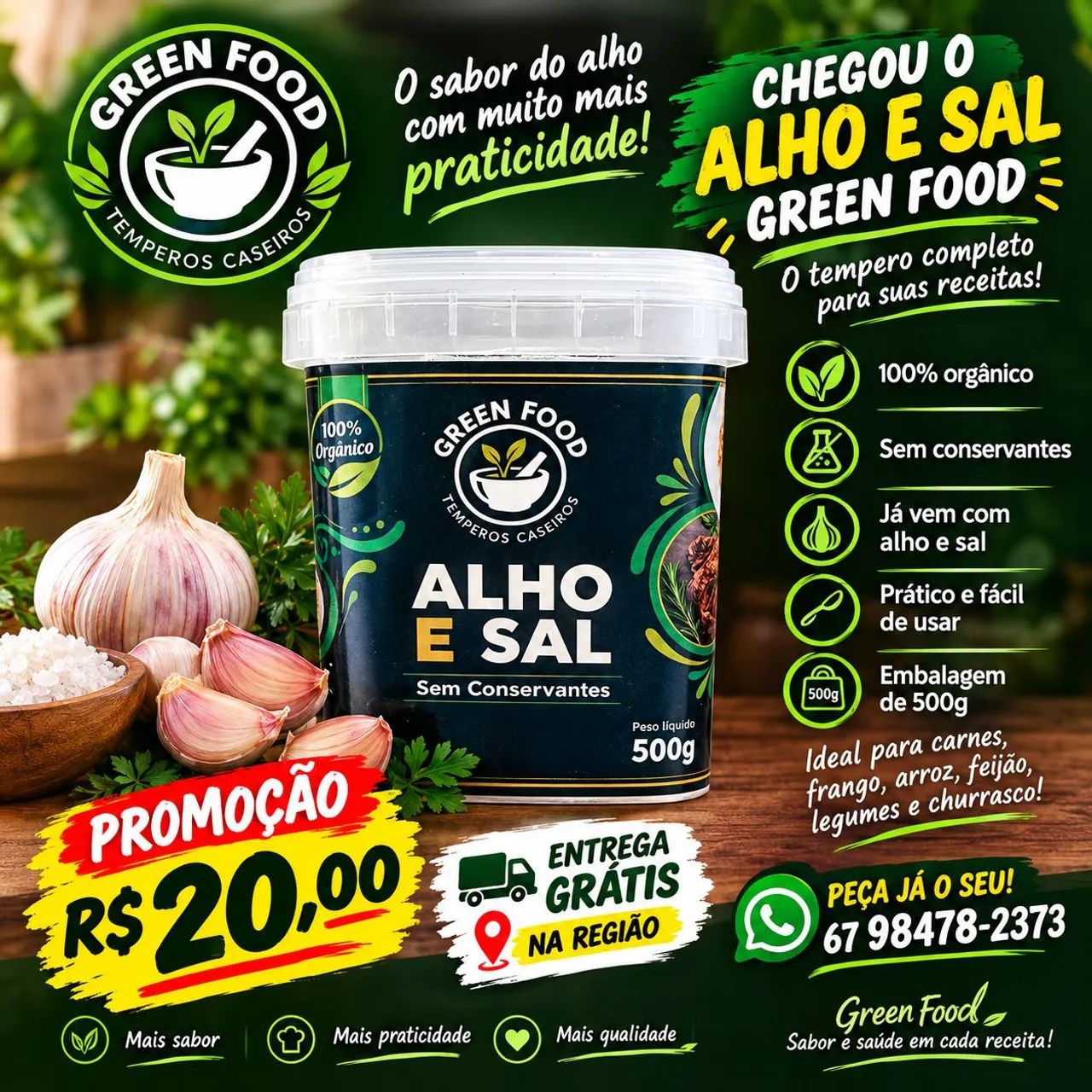 Alho e Sal - 100% orgânico