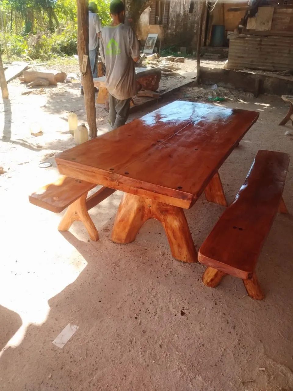 Jogo de mesa e banco rústicos  - Foto 2