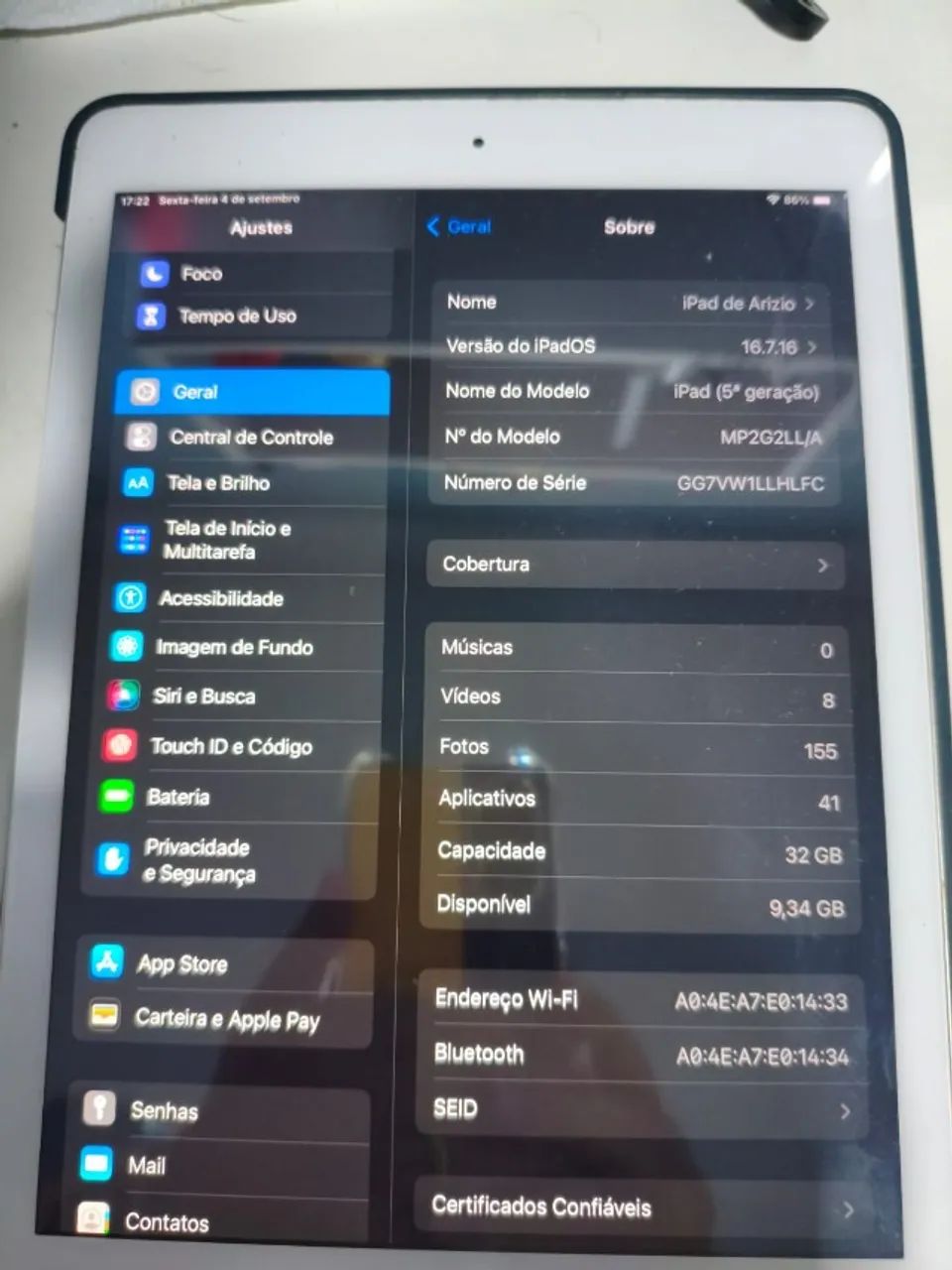 IPad (5º geração) 32gb modelo MP2G2LL/A
