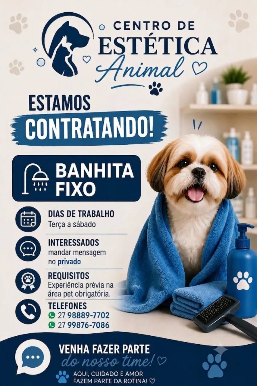 ? ESTAMOS CONTRATANDO: BANHISTA FIXO (Com Experiência)! ? - Foto 2
