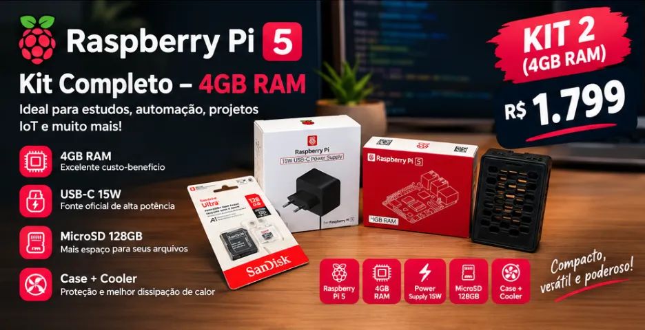 Kit Raspberry Pi 5 4gb + Fonte Original + SD 128gb - Foto 2