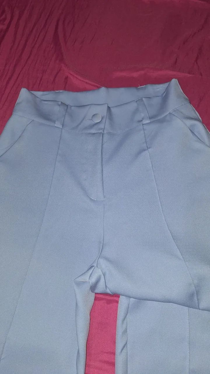 Calça feminina alfaiataria azul - Foto 4