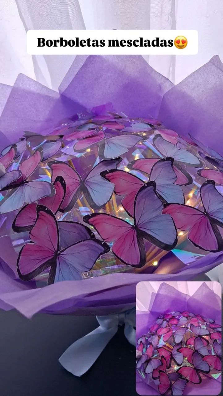 Buquê de borboletas com led  - Foto 4