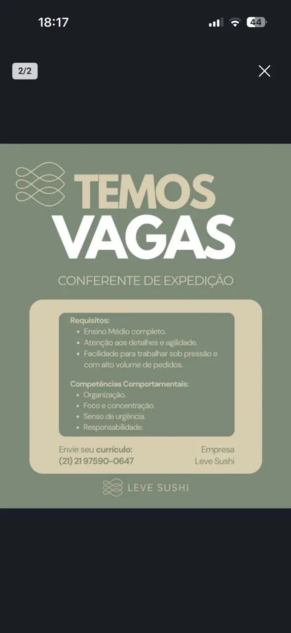 Vaga de emprego 