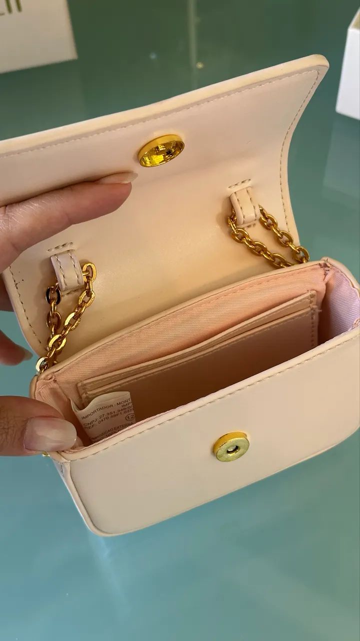 Mini Bolsa Rosa Bebê Santa Lolla com Corrente Dourada - Foto 4