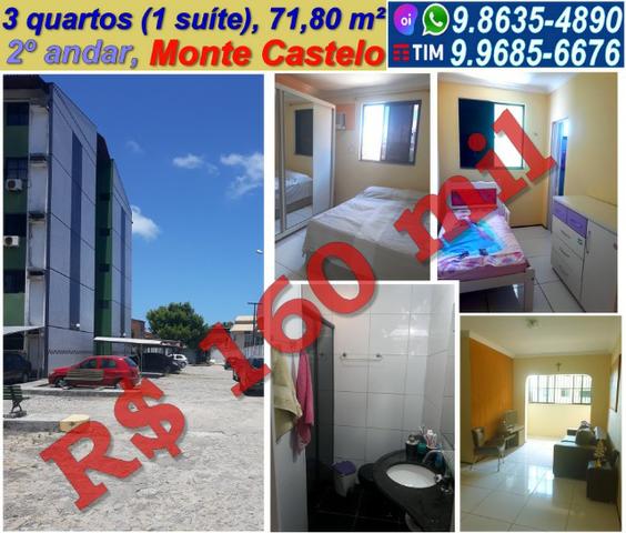 Apartamento 3 quartos (1 suíte), 71,80 m², Monte Castelo, 2º andar