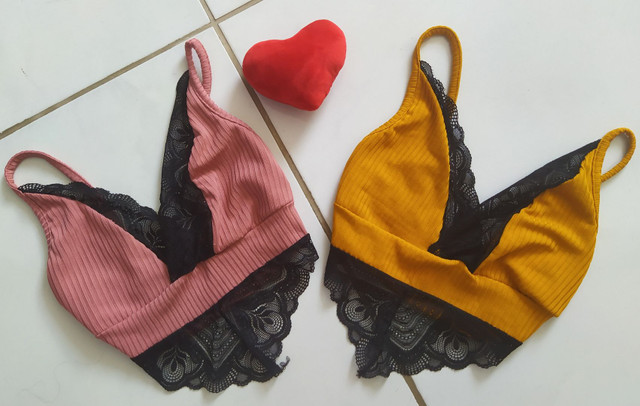 Croppeds canelados com renda Tam unico