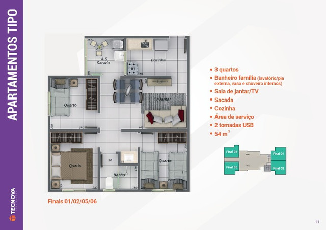 Apartamento 3 quartos com sacada, 149 mil, documentação grátis - Foto 7