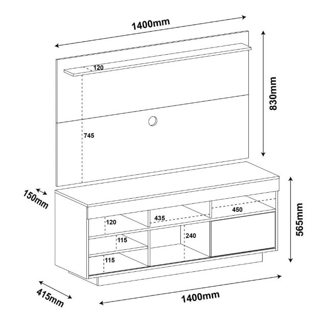 Rack com Painel para TV de até 47' Polegadas - Foto 4