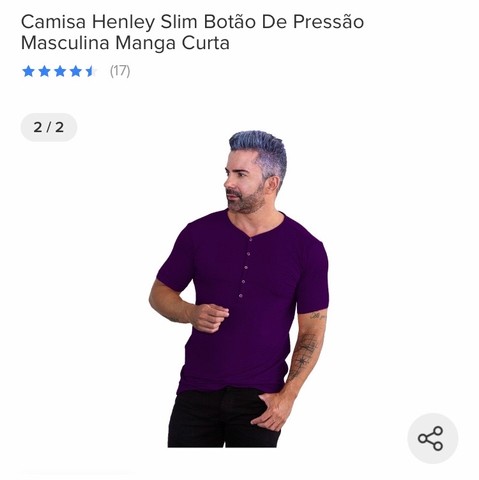 Camiseta Henley manga curta masculina 