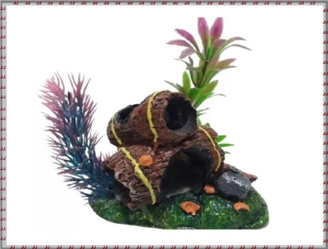 Enfeite de aquário Barril Duplo com tocas Bettas e plantas - Foto 3
