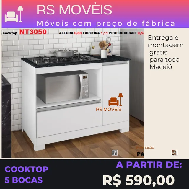 Balcão  Cooktop para  5 bocas entrega e montagem grátis para toda Maceió 