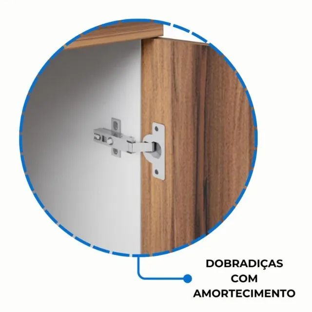Armário Baixo Credenza 1,20x0,73x0,45m Nogal Sevilha/Branco Moderno Funcional 34312 - Foto 6