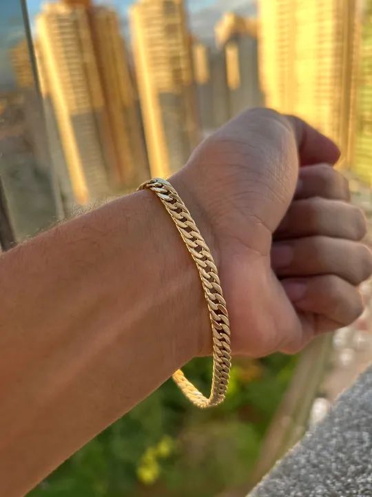 Pulseira 15g Grumet duplo nova ouro 750 - - Foto 2