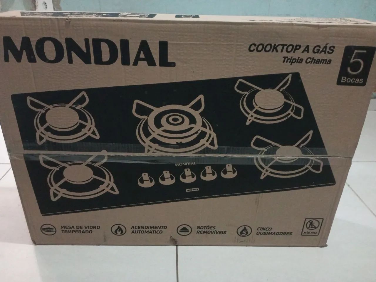 Cooktop a Gás 5 Bocas Mondial Tripla Chama
