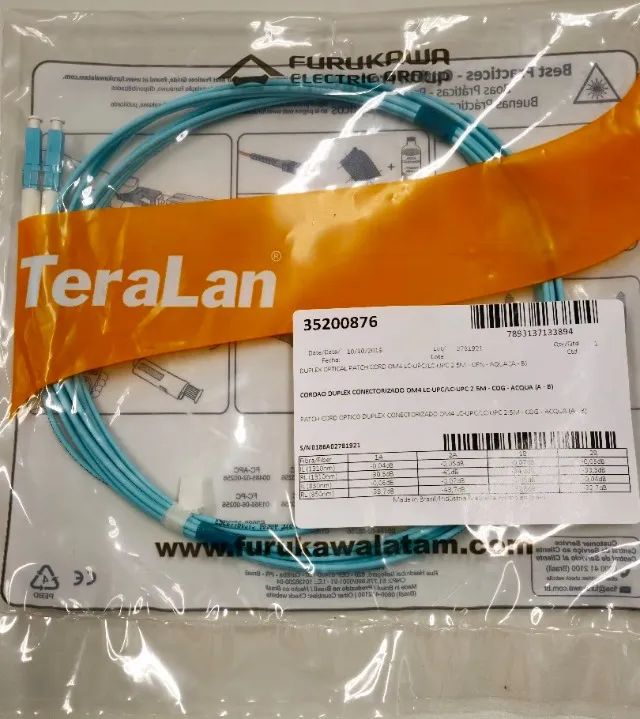 Cordão Óptico Duplex Om 4 LC-UPC/LC-UPC 2,5m Cog Acqua Furukawa