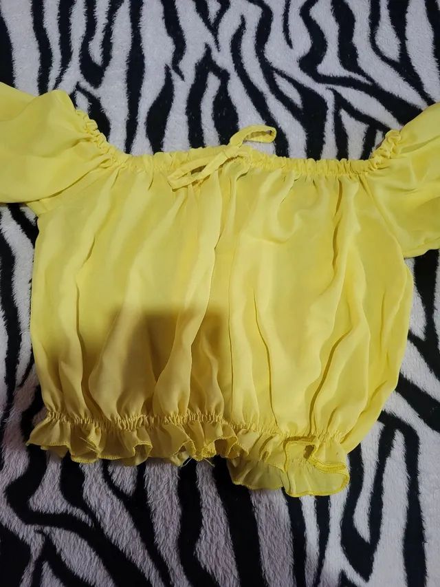 Cropped amarelo de manga  - Foto 2