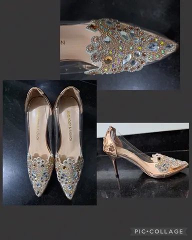 Scarpin de Vinil com Pedraria 